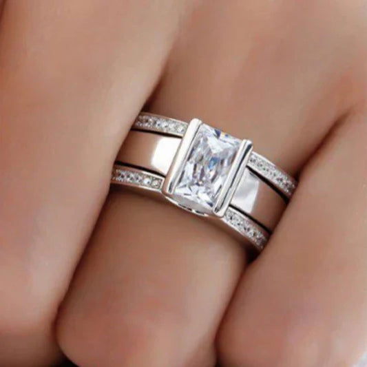 Anillo antiguo con incrustaciones de vidrio | Oro blanco