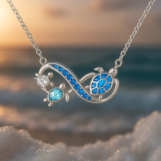 Collar de tortuga doble plateado | Oro blanco