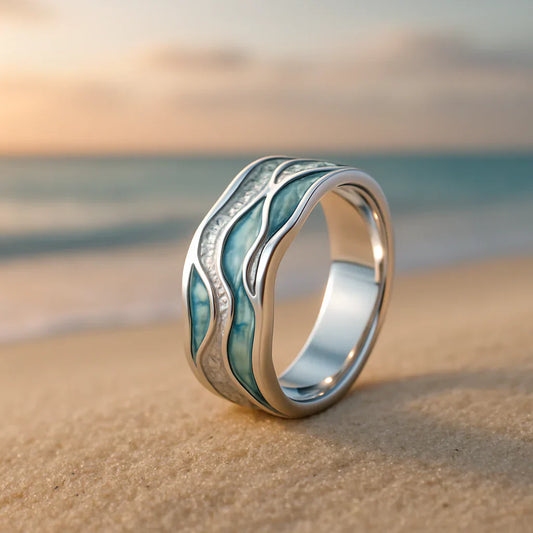 Anillo ondulado Seasilver | Oro blanco