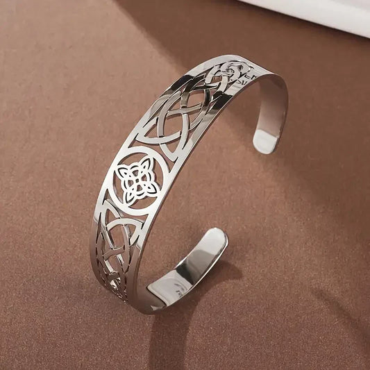 Exquisita pulsera hueca abierta de plata | Oro blanco