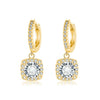 Square Halo Drop Earrings | Gold VIP