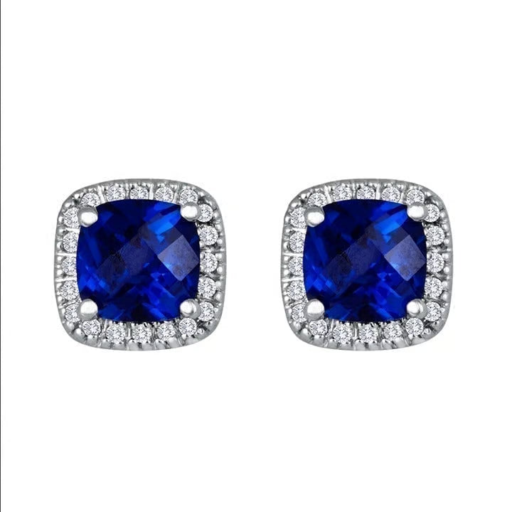 Pendientes Saphir cuadrados con tachuelas | Oro blanco